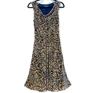 Never wear before pretty lined cowl-neck multi color velvet dress.